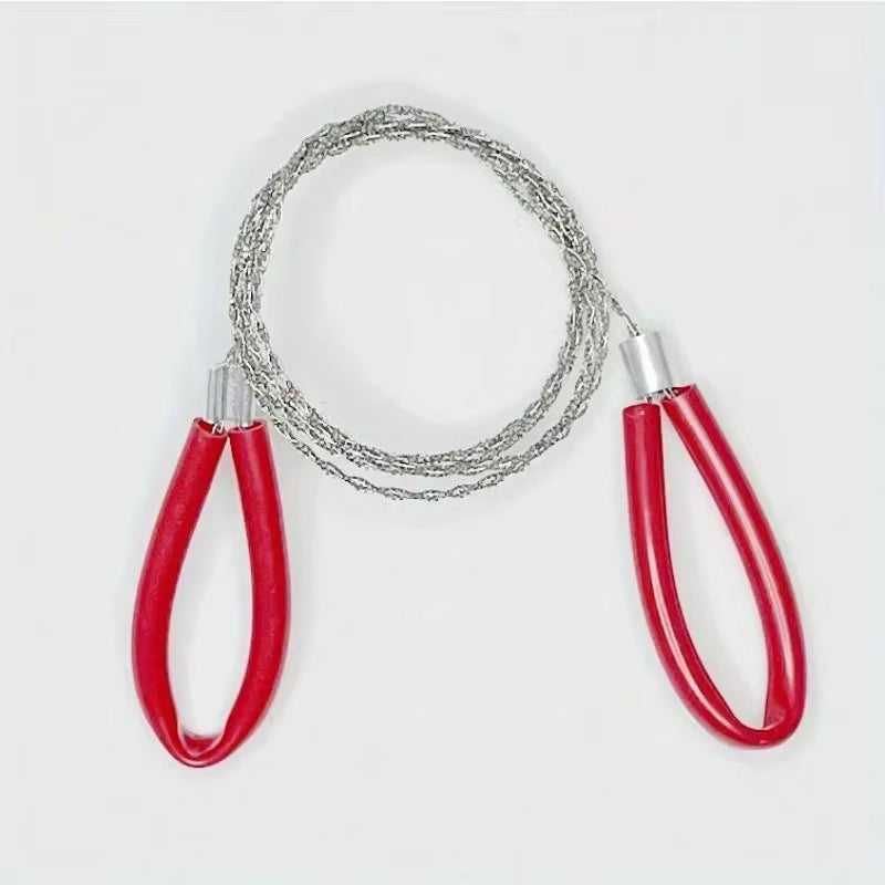 1Pc Leather Cover Stainless Steel Wire Saw Wilderness Survival Outdoor Camping Hike Mini Hand Pulled Rope Saw Survival Equipment