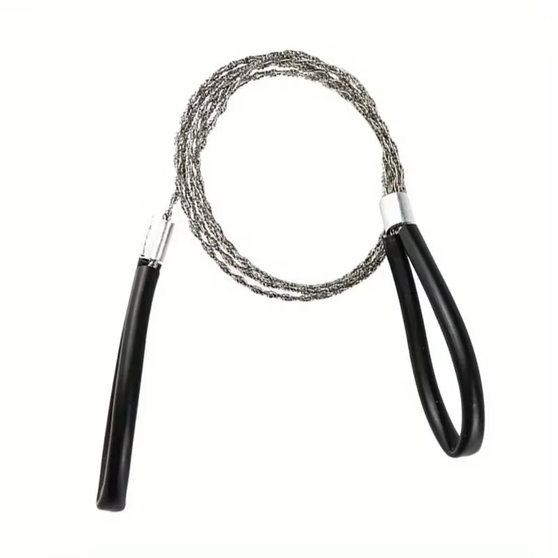 1Pc Leather Cover Stainless Steel Wire Saw Wilderness Survival Outdoor Camping Hike Mini Hand Pulled Rope Saw Survival Equipment